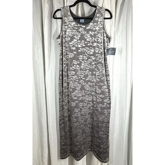 VTG Ivy Opulence Burnout Velour Floral Maxi Dress Womens PL Whimsigoth 90s NWT‎ - Picture 11 of 11